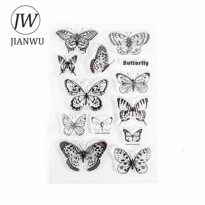 Jianwu Minimalistische Zwart Wit Transparant Stempel Creatieve Retro Scrapbooking Journal Decoratie Siliconen Afdichting Kantoorbenodigdheden