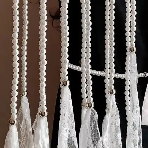 Elegant Long Bow Lace Belt Chain Women Pearl Tassel Waist Belt Decoration Knotted Chain Tie Up Dress Jeans Belt