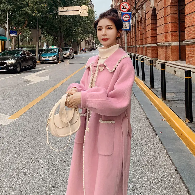 

Woolen Coat Women's New Autumn And Winter 2022 Hepburn Style Korean Loose Gentle Wind Single Breasted Jacket Windbreaker T1596