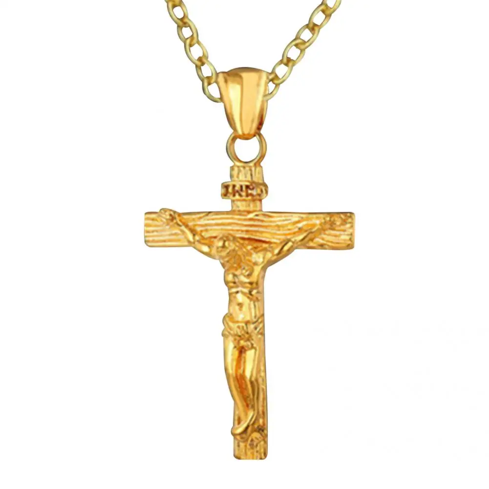 Attractive Jesus Cross Men Necklace Stainless Steel Pendant Necklace Men Jesus Cross Pendant Necklace for Cocktail