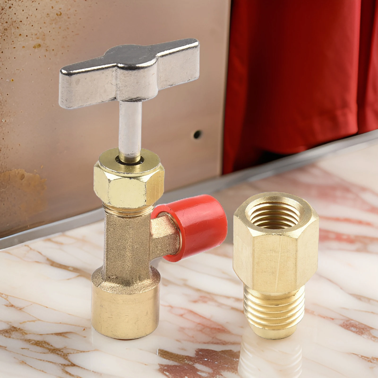 Brass For RFor 134a Can Tap with Manual Valve and Adapter for For RFor 134a Manifold and Standard AC Charging Hoses