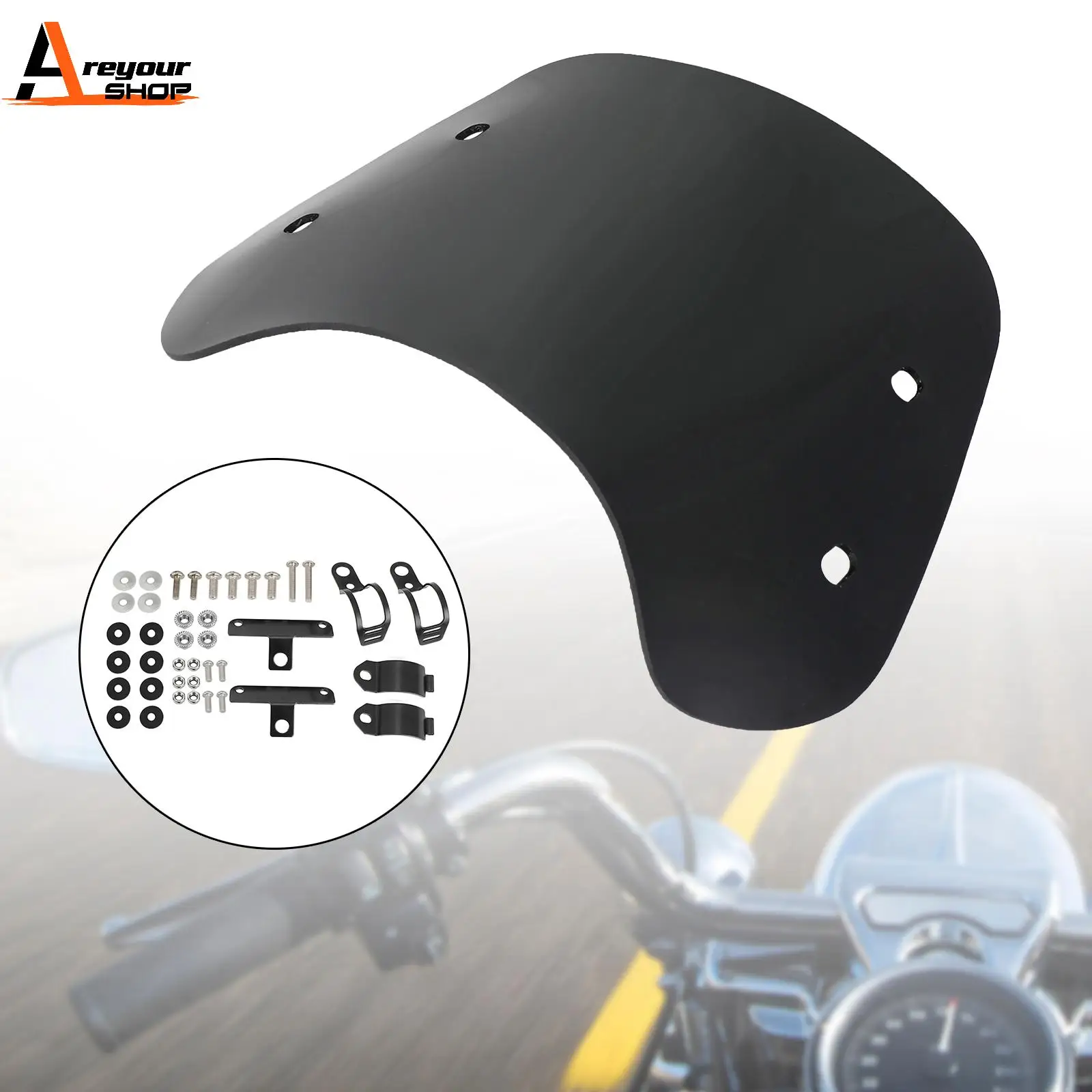 

Areyourshop Universal Windshield WindScreen fit for motorcycle with 41-51mm front fork Motorcycle Accessories