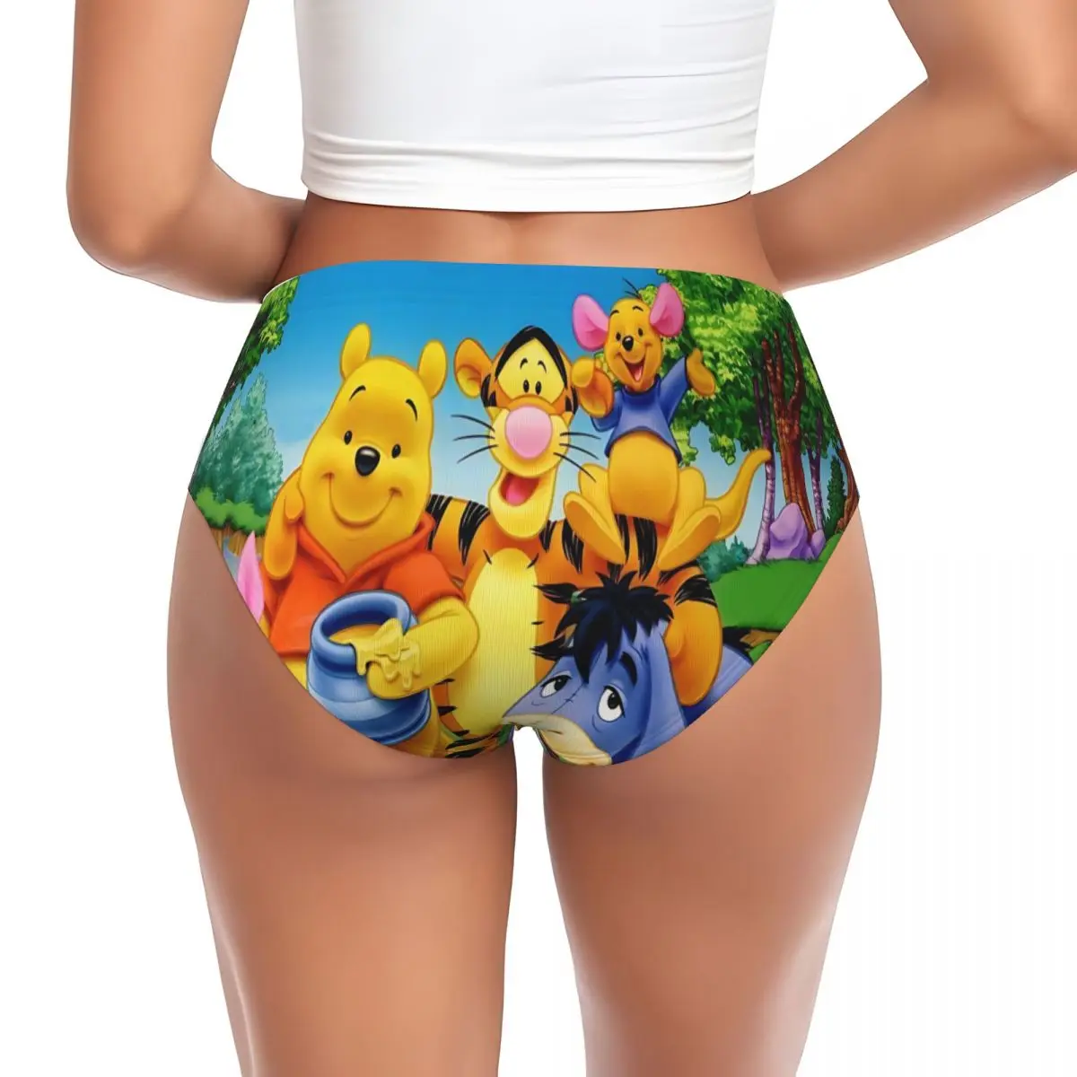 Bragas personalizadas de Winnie The Pooh Friends, ropa interior cómoda para mujer, bragas cómicas elásticas
