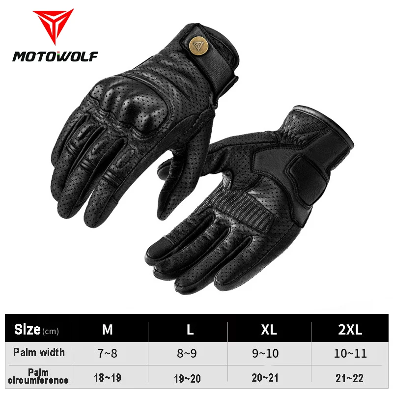 Motowolf Motorcycle Gloves Men Leather Gloves Knuckle Protect Riding Cycling Gloves Breathable Windproof Antislip Vintage Retro