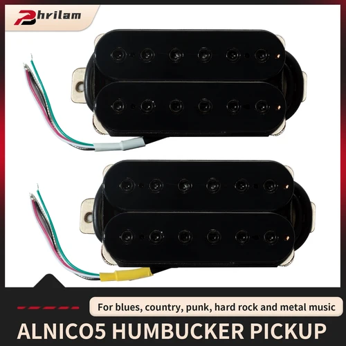 Phrilam Alnico de alto rendimiento 5 postes hexagonales ajustables cuello Humbucker/puente de 50mm/juego de pastillas de 52mm 7,6/16,5 K para guitarra eléctrica