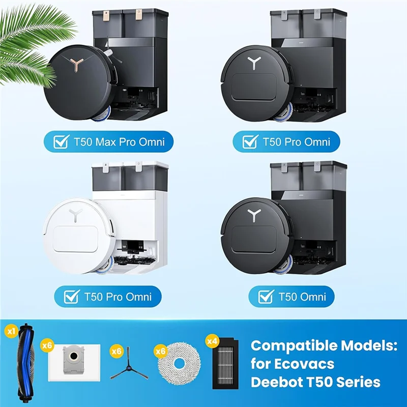 ABZS 24 pezzi di ricambio per Ecovacs Deebot T50 Max Pro Omni/T50 Pro Omni/T50 Max/T50 Pro/T50 Omni Robot aspirapolvere