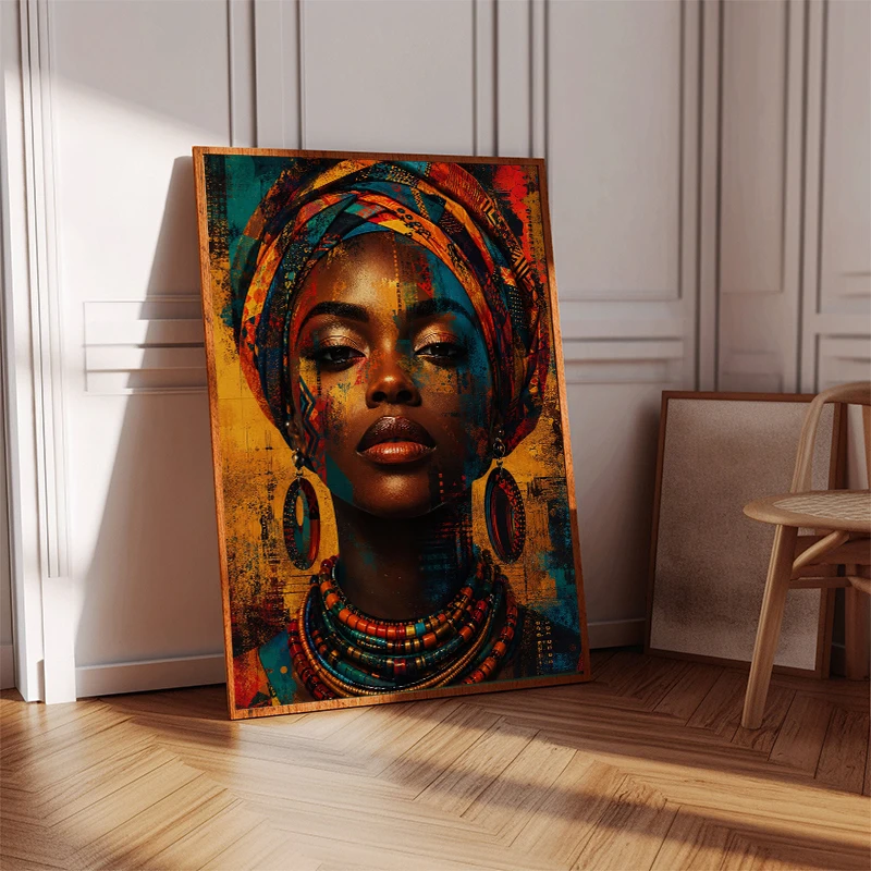 Black Woman Poster Afro Art Print Modern Feminine Illustration Canvas Painting African Beauty Wall Art Home Decor Cuadros