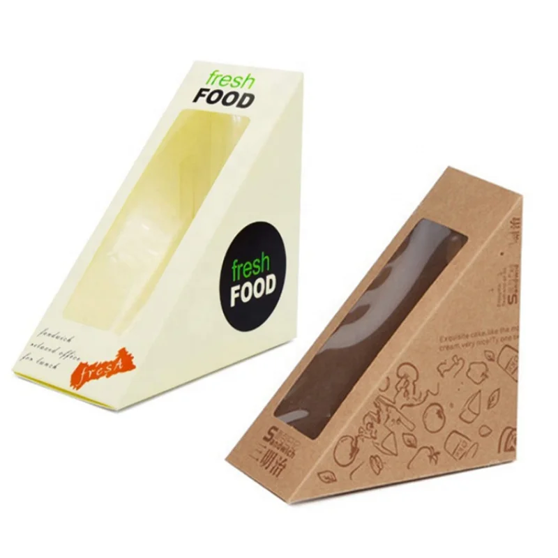 Caixa de papel triangular Kraft, Caixas sanduíche, Embalagem para ir, Recipiente para crianças, Produto personalizado