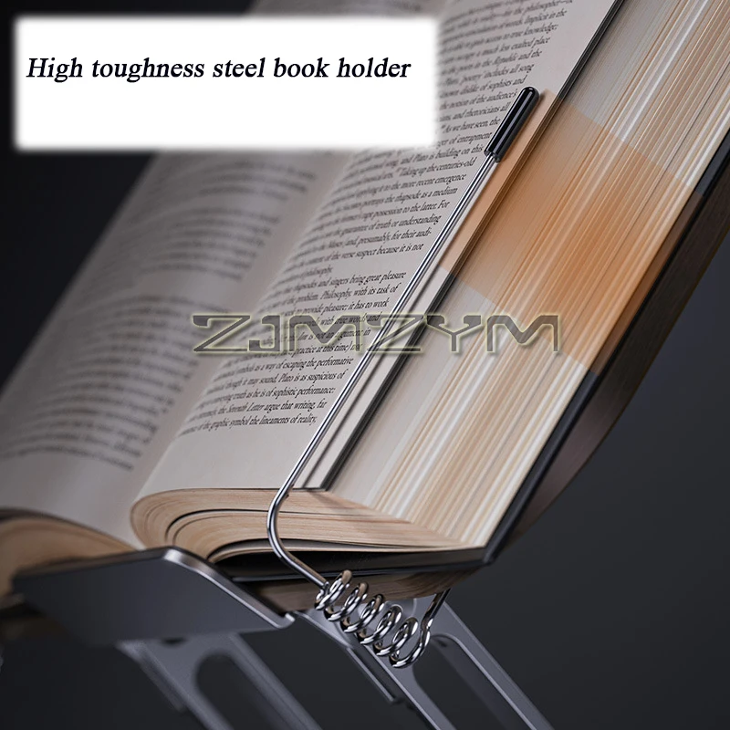 Desktop Lift Reading Shelf Double-bar Aluminum Alloy Multi-functional Adjustable Reading Stand with Page Clips