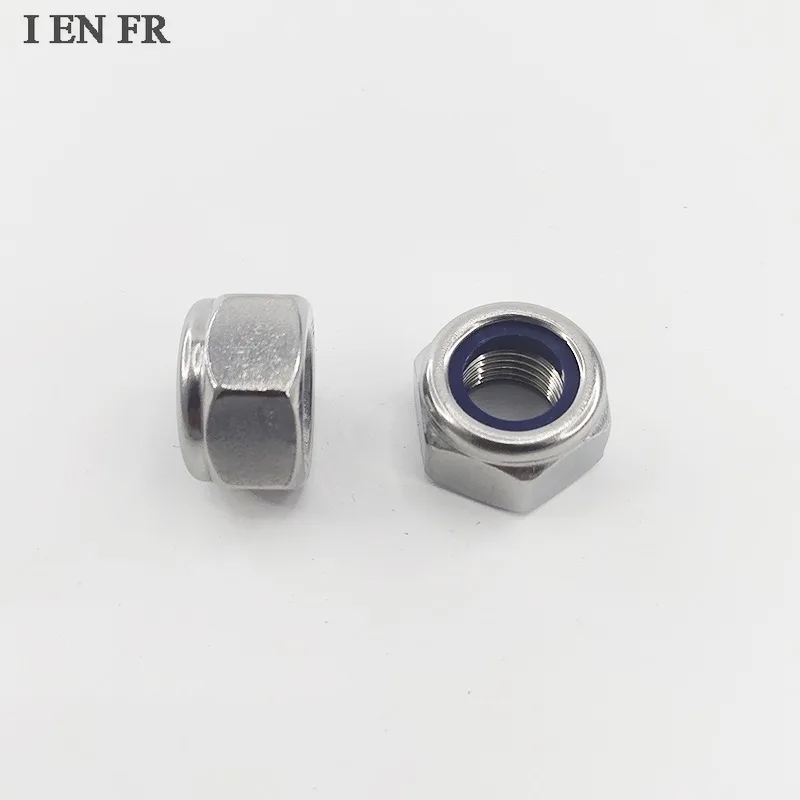 1/ 5/ 10/ 20pcs M2 M2.5 M3 M4 M5 M6 M8 M10 M12 M14 M16 M18 M20 M22 304 Stainless Steel Nylon Self-lock Hex Nuts Locknut DIN985