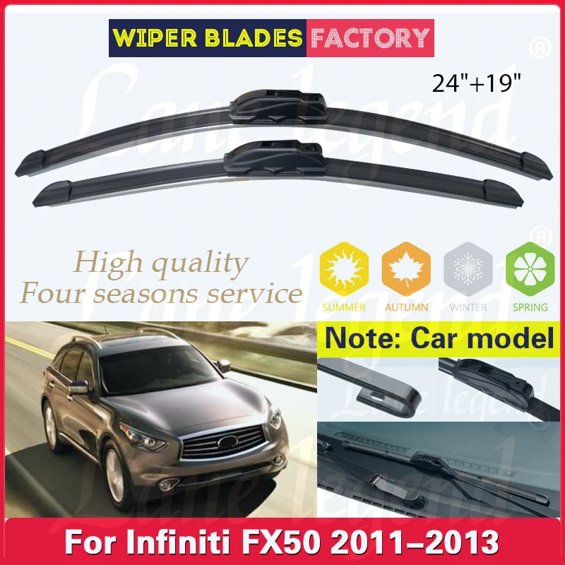 

For INFINITI FX50 2011 2012 2013 Car Front Wiper Blade Rubber Car Windshield Windscreen Clean Window Accessories 24"+19"