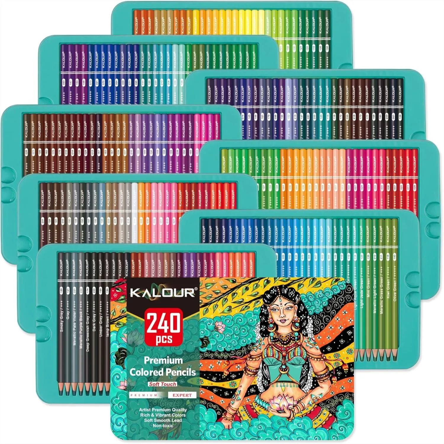 

240 Colored Pencils Set With Soft Core For Artists Adults Beginners Drawing Sketching Shading