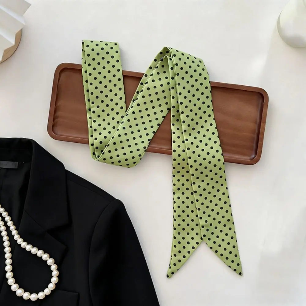 Elegant Bow Ties Long Silk Scarf Printed Floral Plaid Scarf Ice Cream Hair Band Long Ribbon Scarves Scarf Accessories