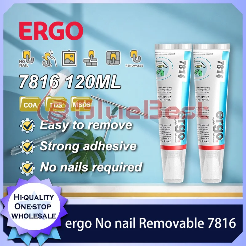 

ergo No nail Removable Mounting Gel Damage Free Wall Fixing Pictures Frames Shelves Mirrors Tiles Glass Rental Home Office 120ml