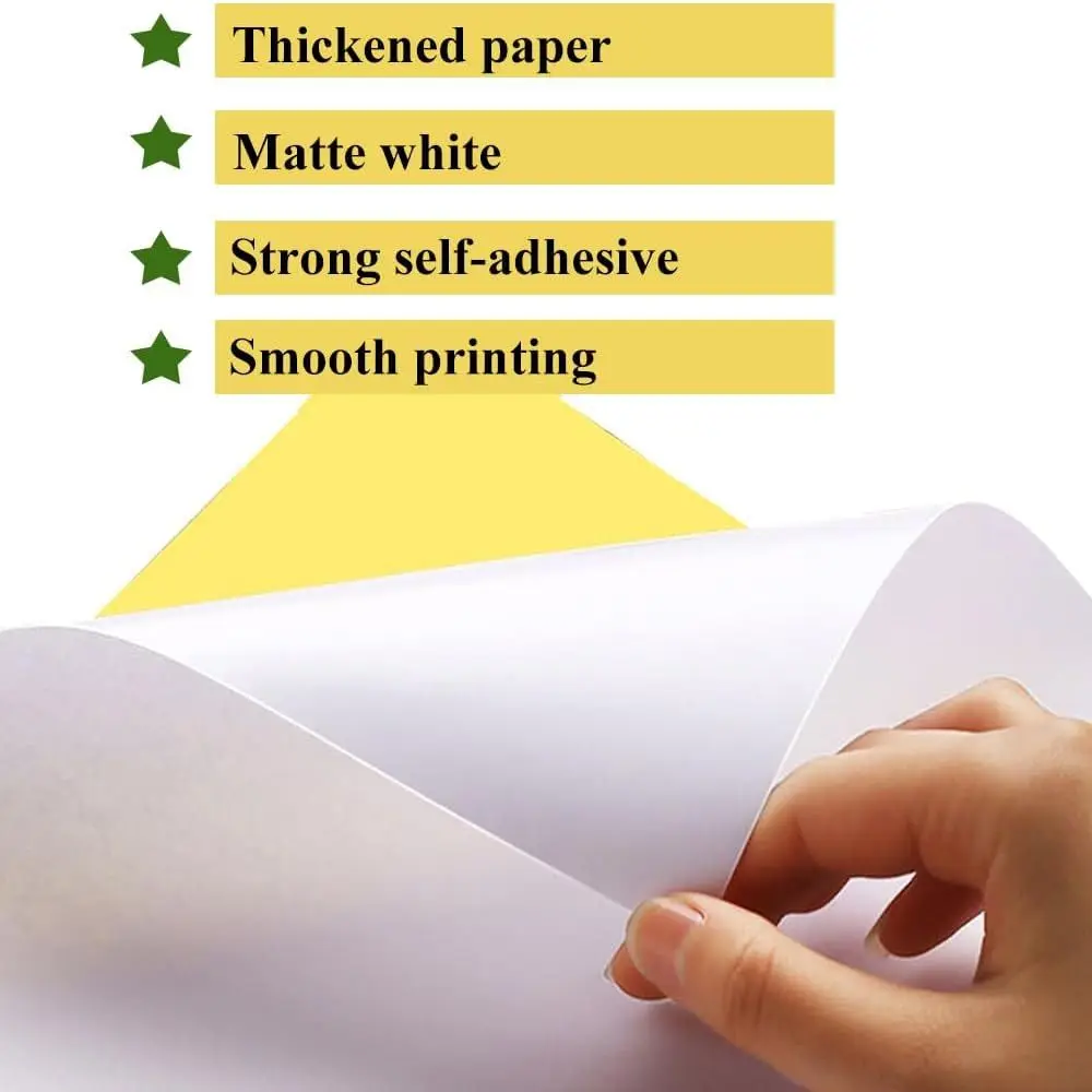 New A4 Self-Adhesive Paper Matte Glossy Surface White Paper Sticker Writable Label Copier Laser Inkjet Printer