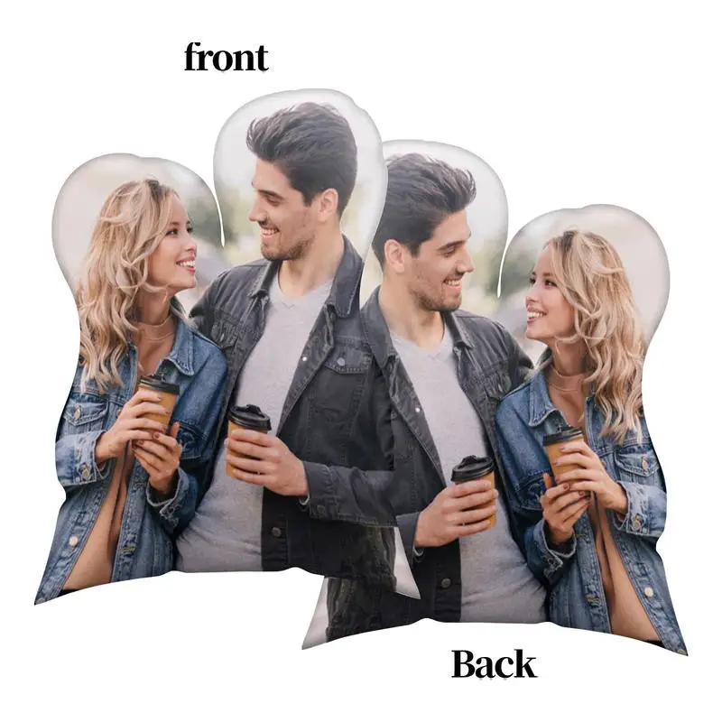 Custom Couple Irregular Photo Pillow, Personalized Double Sided Human Shape Cushion, Upload Your Own Picture DIY Customized Plus