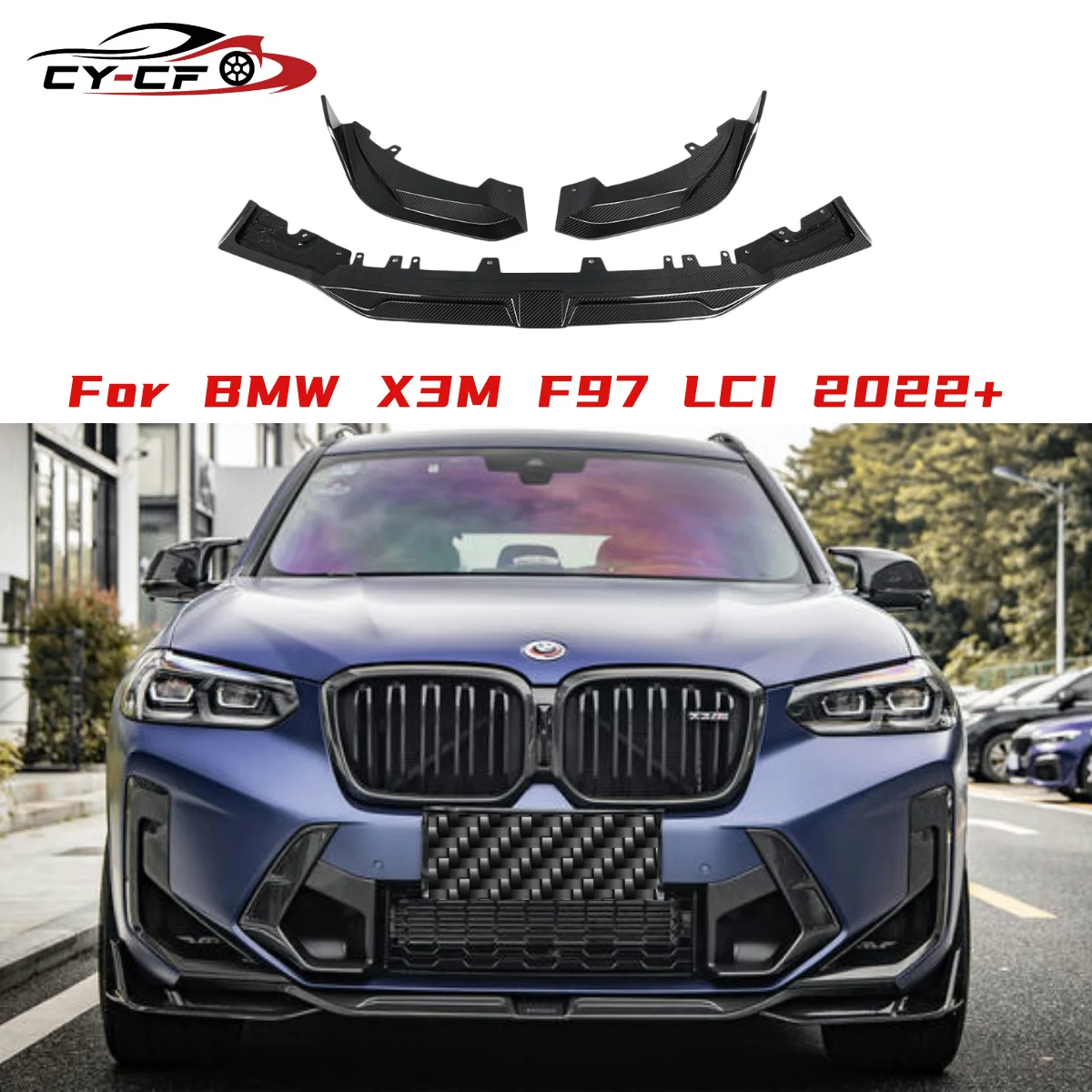

Dry Carbon Car Front Chin Spoiler Bodykit Car Styling for BMW X3M F97 2022+ FRP Front Bumper Lip Chin Spoiler