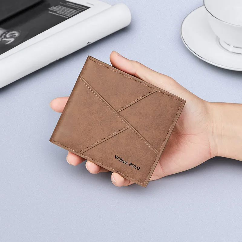 

Мужской короткий кошелек из натуральной кожи, двойной кошелек-бифолд, дизайнерский кошелек класса люкс с отделением для монет, держателем для карт, деловой мужской кошелек с зажимом для денег