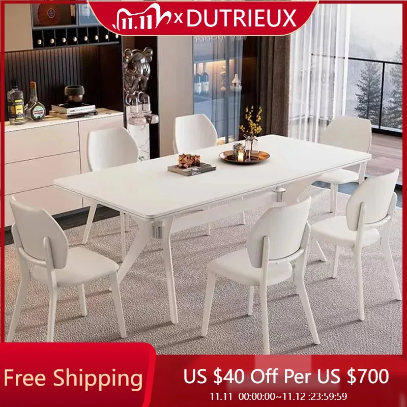 

Cream Luxury Dining Table Rectangular Unique Nordic Room Decor Dining Tables White Cloud Mesas De Comedor Lounge Suite Furniture