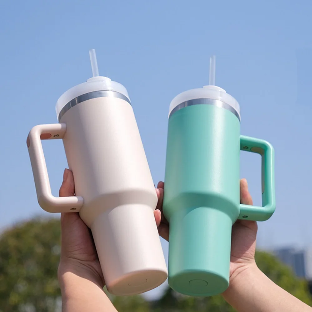 

1200ml(40oz) Coffee Cup 304 Stainless Steel Insulated Cups Vacuum Heat Straw Mug Large Capacity Car Portable Ice bar Cup