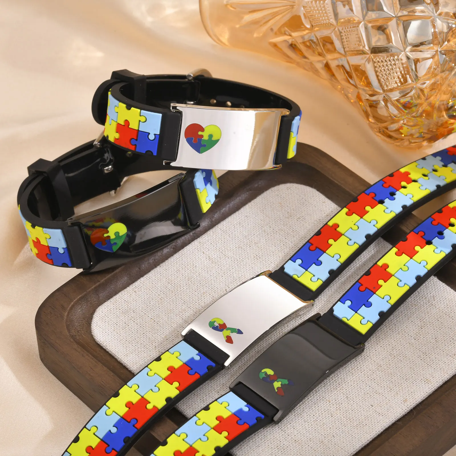 

Personalized Bracelet Autism Aspergers For Little Boy Girl Adjustable Silicone Engraved Medical Alert ID Aif Lost Free Engraving