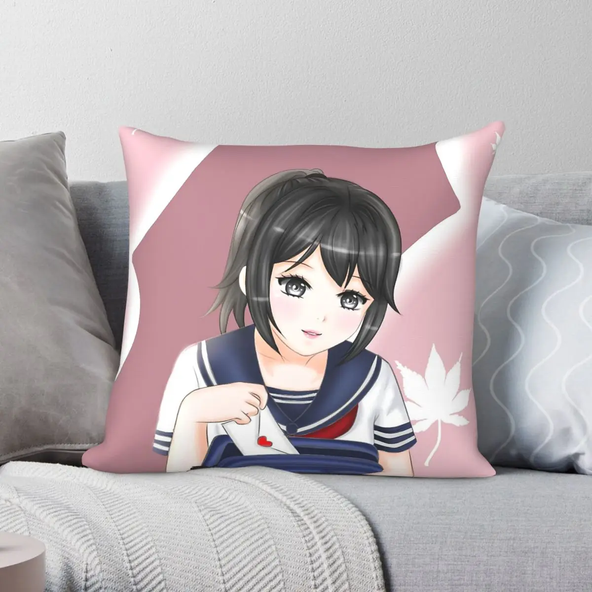 Yandere Simulator Osana Najimi Pillowcase Polyester Linen Velvet Pattern Zip Decor Room Cushion Cover