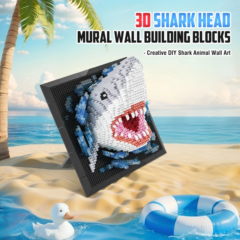 

3D Shark Puzzle Building Block Diy Assembly Small Particle Bricks Animal Hanging Decoration Plastic Model Kids Creative Gift