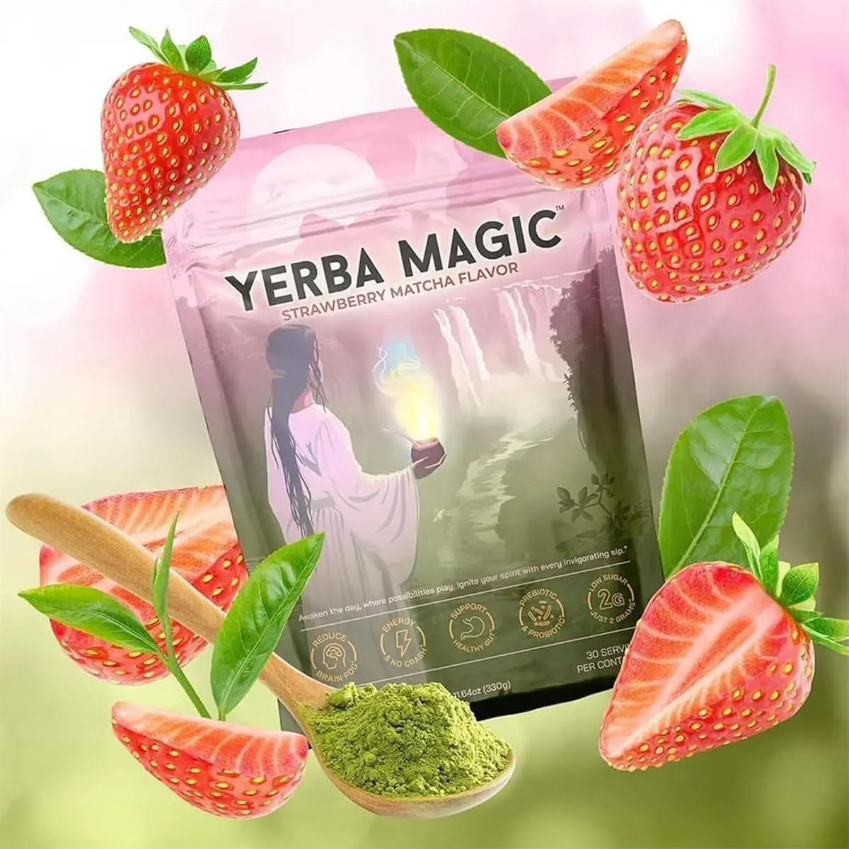

Порошок растворимого чая Yerba Magic Yerba Mate — функциональная смесь 3-в-1 — поддерживает энергию, здоровью желоба, чистую энергию