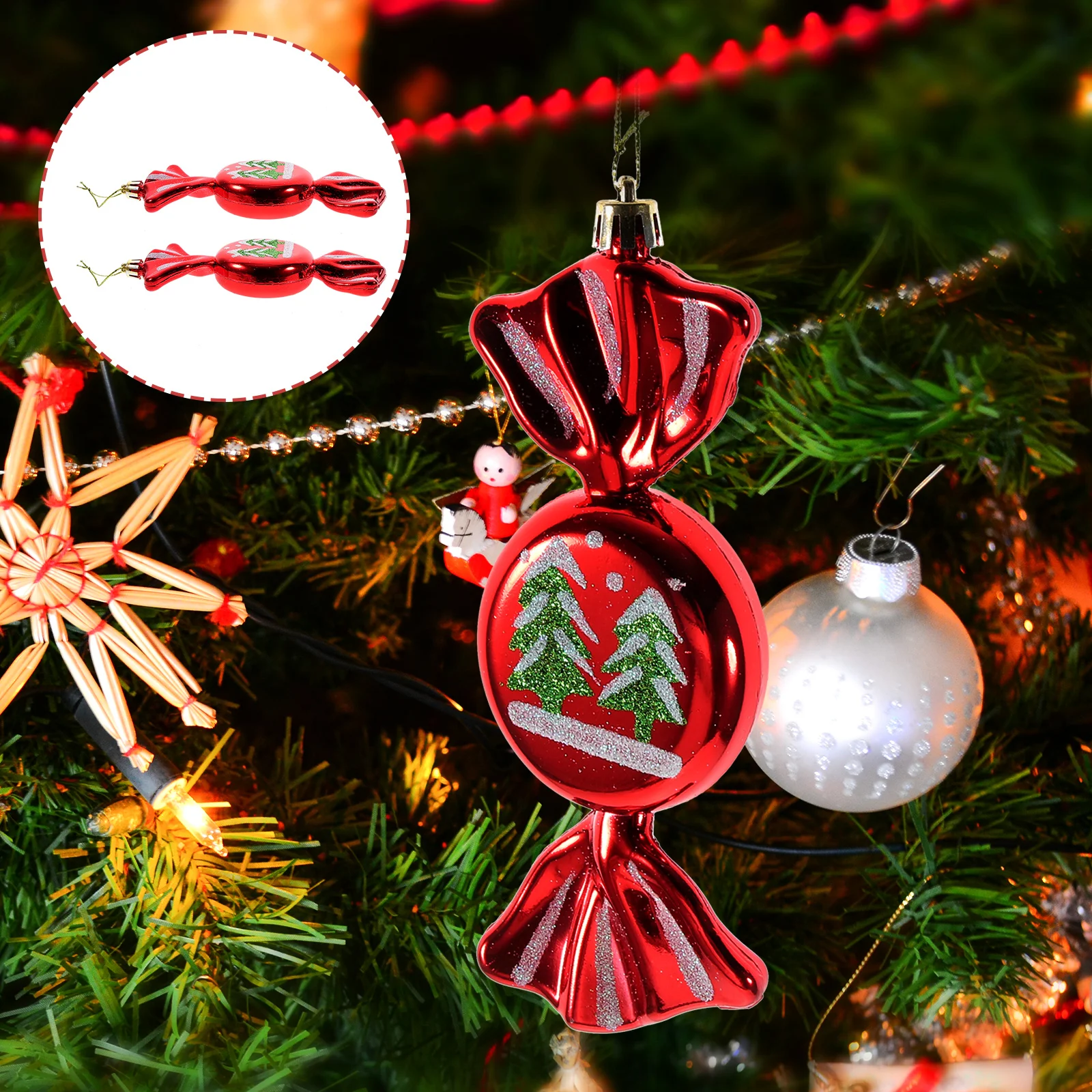 

2 Pcs Candy Hangings Pendant Tree Ornaments Theme for Prop Decoration Large Decorations