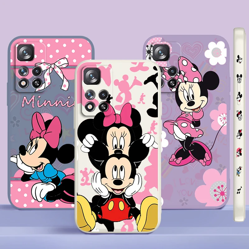 Mickey Baby Mouse Pink Liquid Left Rope Phone Case For Xiaomi Redmi Note 12 10 11 9 8 Pro Plus 11S 11T 10S 9T 4G 5G Cover image 3