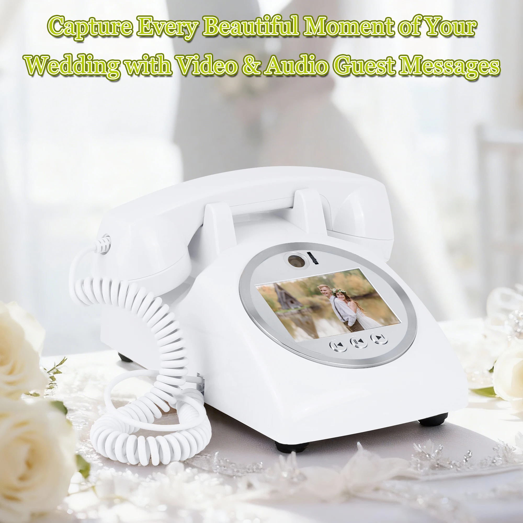 Audio Video Message Recorder Telephone Wedding Party Guest Blessing Video Sign-In Phone Guestbook Banquet Memory Capture Device