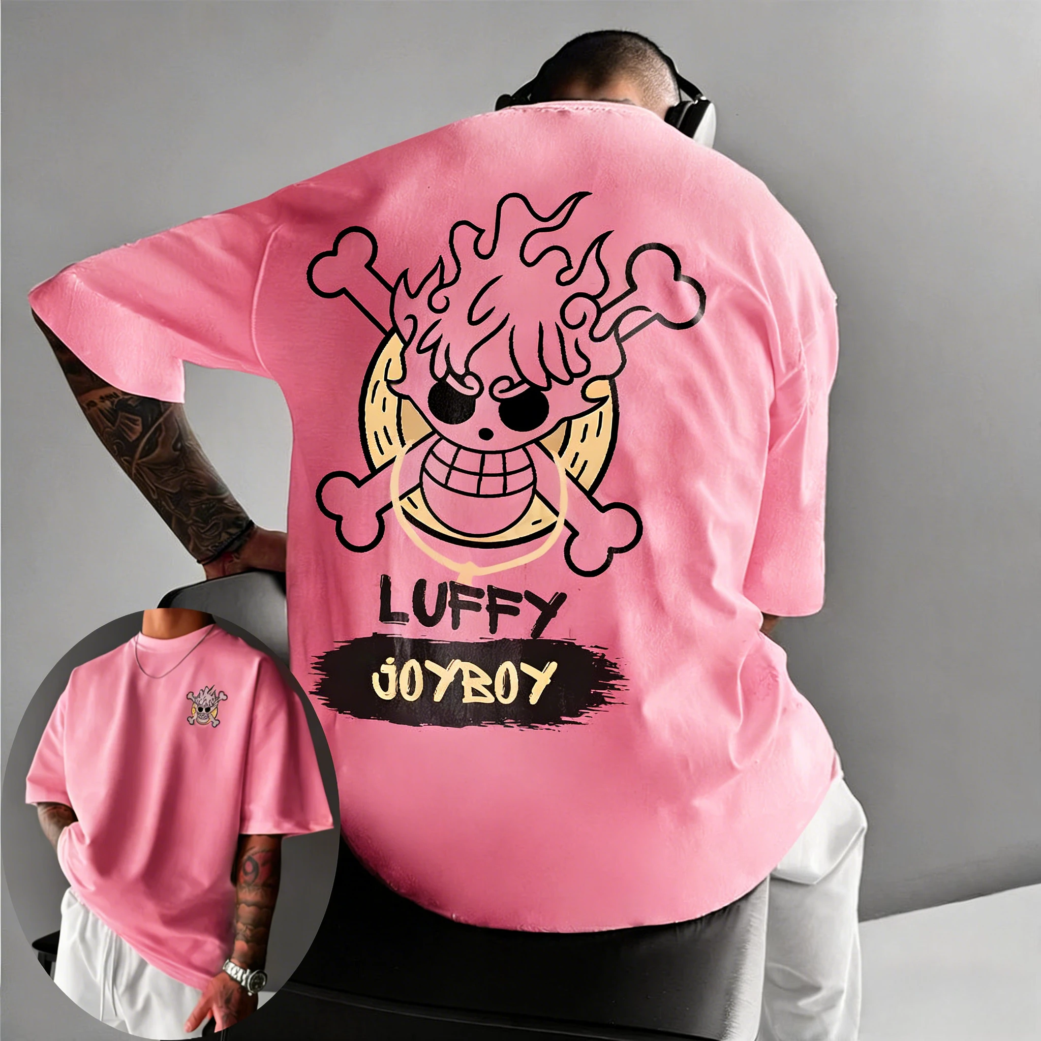 قطعة واحدة لوفي للرجال والنساء 2026 صيف جديد أنيمي Harajuku مزدوجة الوجهين مطبوعة الأمريكية عادية الوالدين والطفل #5