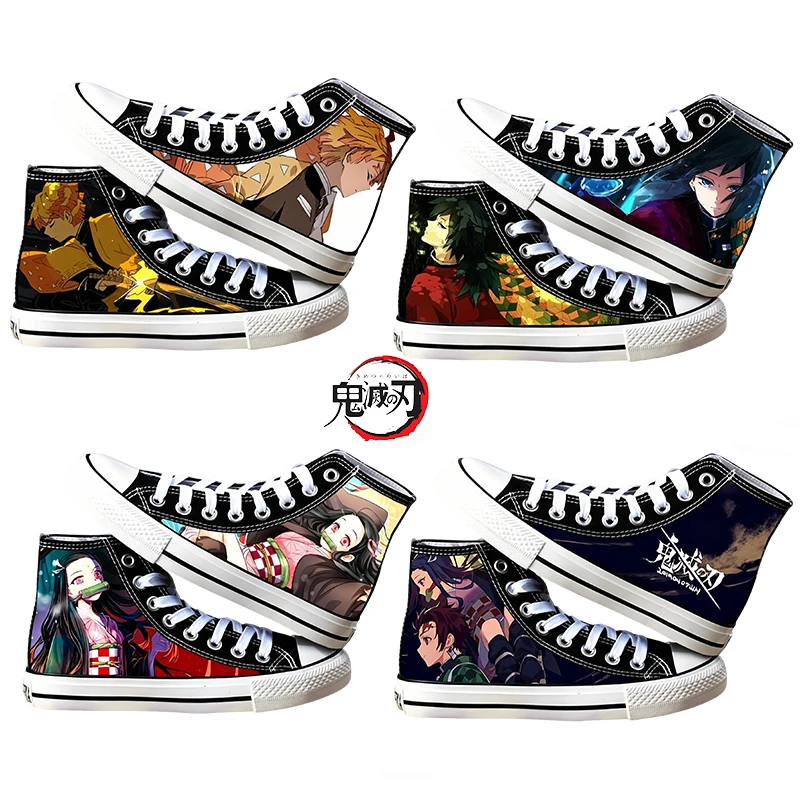 tenis-de-lona-do-anime-demon-slayer-sapatos-casuais-pintados-a-mao-para-cosplay-para-meninos-e-meninas-antiderrapantes-confortaveis-presente-de-aniversario