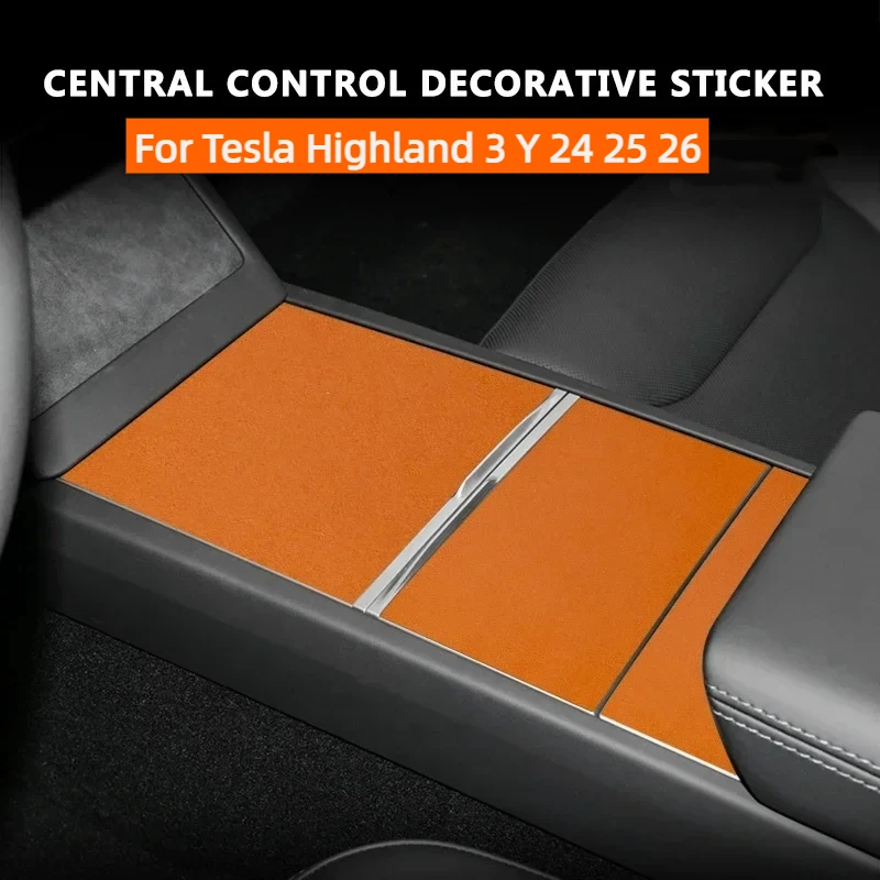 

For Tesla Model Highland 3 Y 24 25 26 Suede Car Center Console Protection Sticker Center Console Cover Frame Decorative Sticker