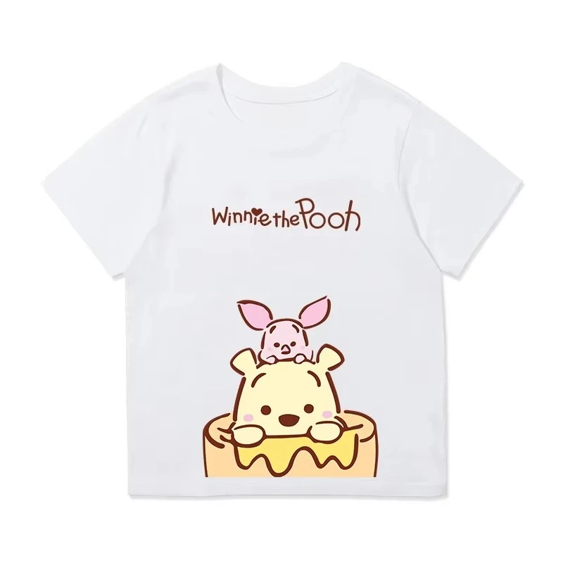 Soft and Cute Winnie The Pooh Pure Cotton Cartoon Printed Children's T-shirt 2026 Summer New Fashionable Parent-child T-shirt