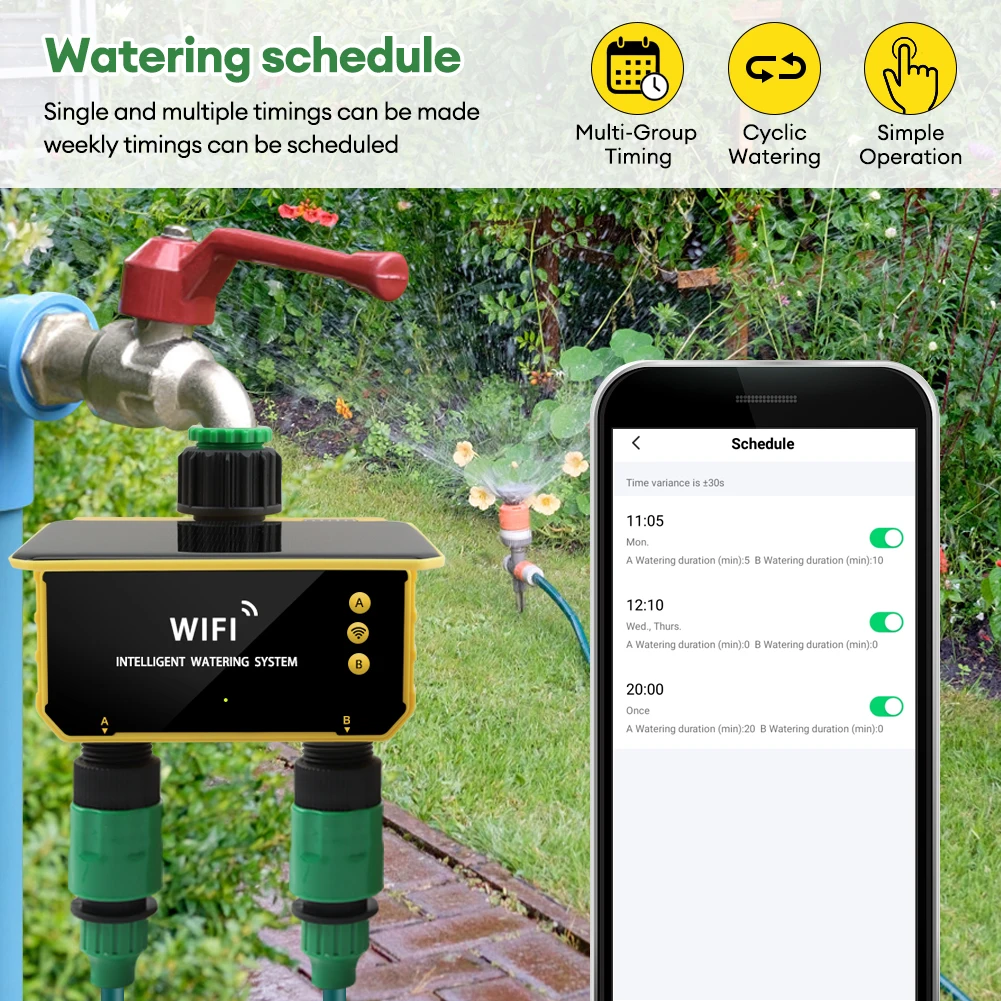 Imagem -03 - Sistema de Irrigação Automática Controle Inteligente App Temporizador de Irrigação Solar Wifi Ferramenta de Rega Jardim Zonas