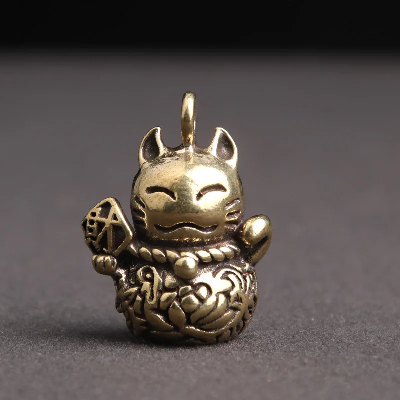 

Solid Brass Lucky Cat Car Keychain Pendant Auspicious Creative Bag Chain Pendant