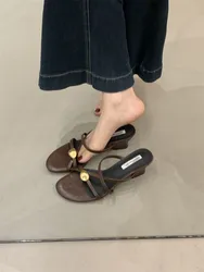Fashion Slip on Mules Low Heels Slippers 2026 Summer New Brand Women Casual Outdoor Round Toe Shoes Ladies Slippers
