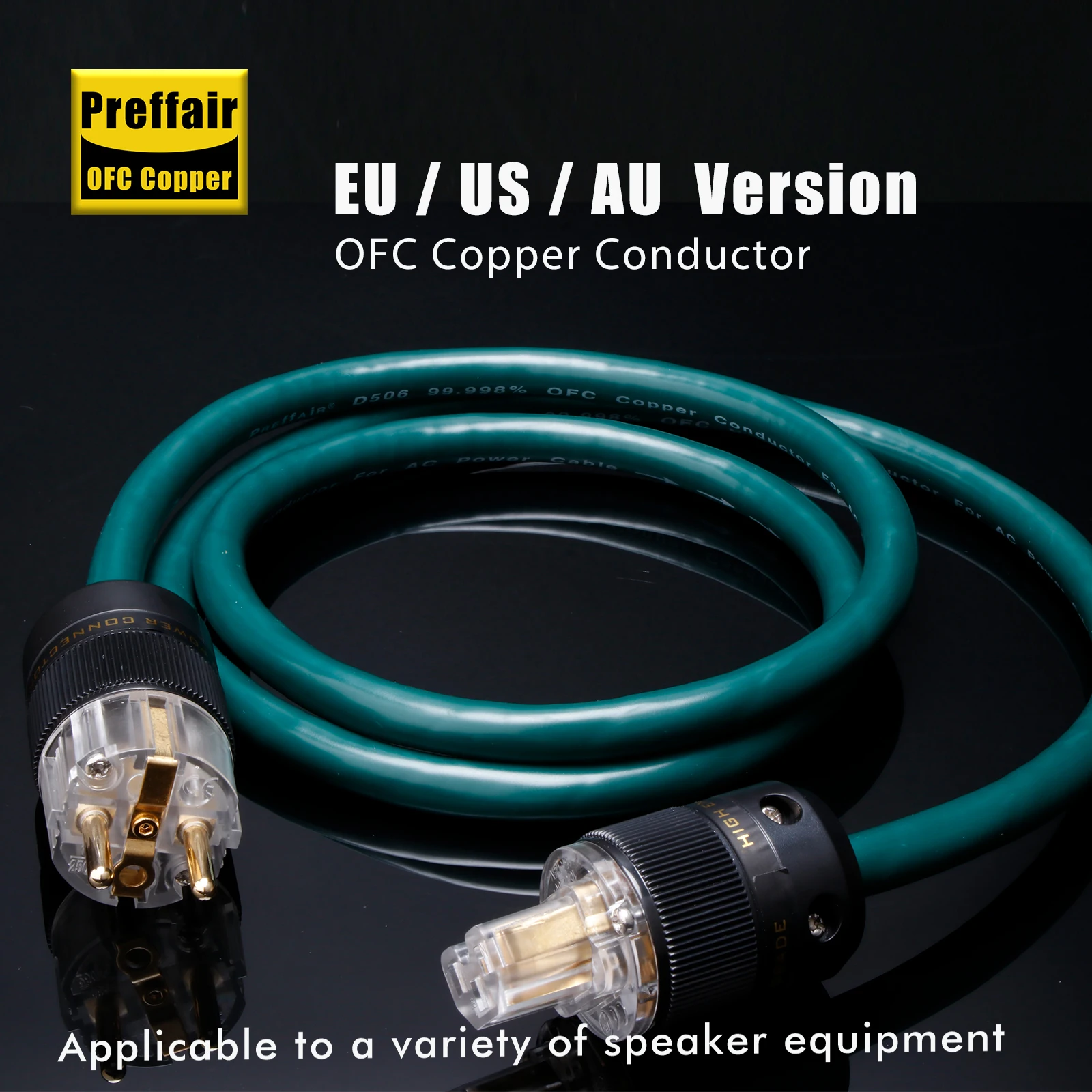 

Preffair Hifi 4N OFC Power Cable OFC Copper Shielding Amplifiner Power Cord EU Audiophile Power Cables with Gold Plated Plug
