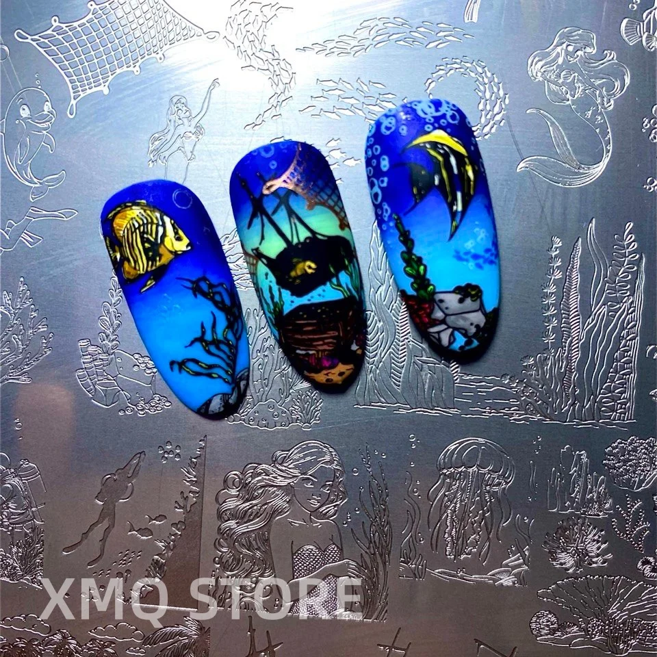 XMQ Nail Art Stamping Plates Ocean Templates Fish Imageplate for Creative DIY Nail Design