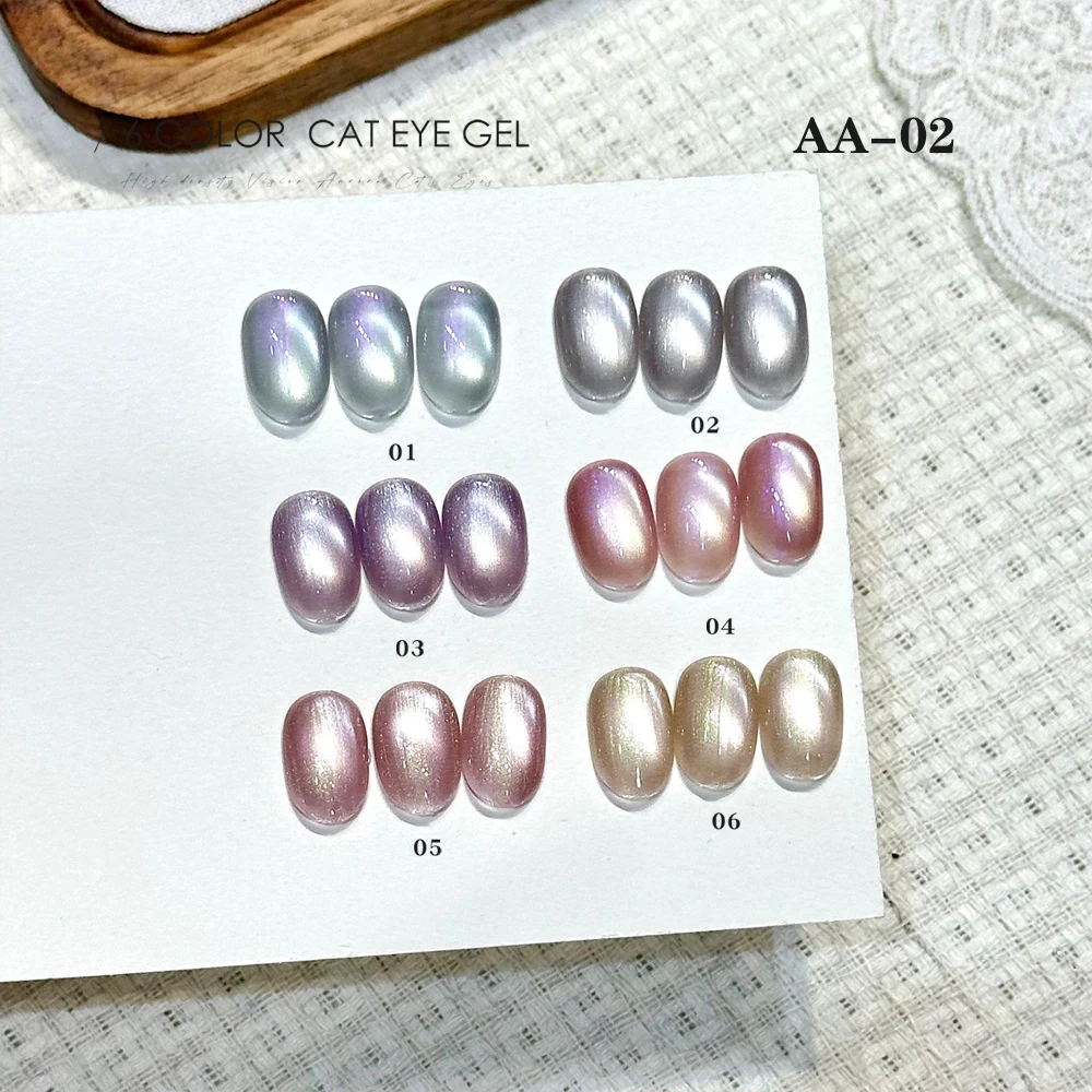 Vendeeni 6 ألوان/مجموعة شفافة كريستال القط العين هلام طلاء الأظافر بريق المغناطيسي مسمار الورنيش مع بطاقة اللون TPO/HEMA الحرة