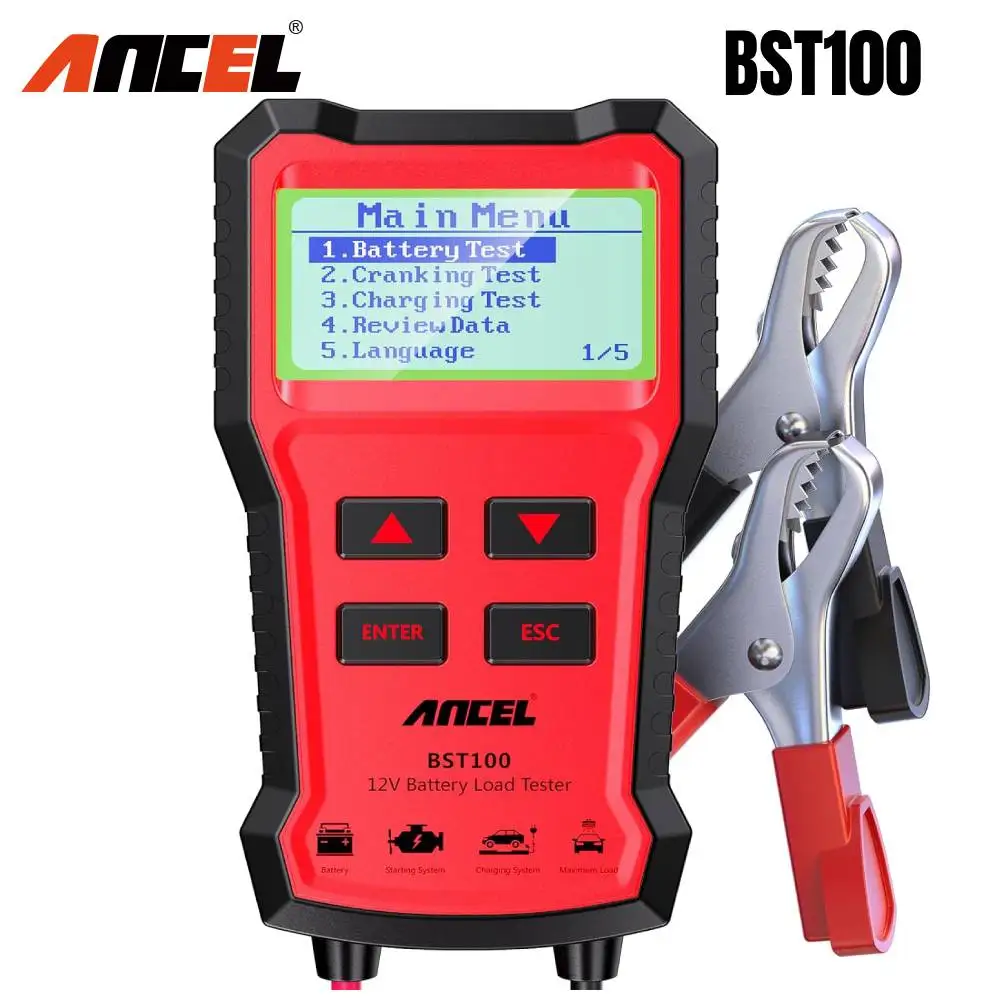 

ANCEL BST100 Car Battery Tester 12V 100-2000 CCA Load Tester Digital Automotive Alternator Battery Analyzer Charging Tester