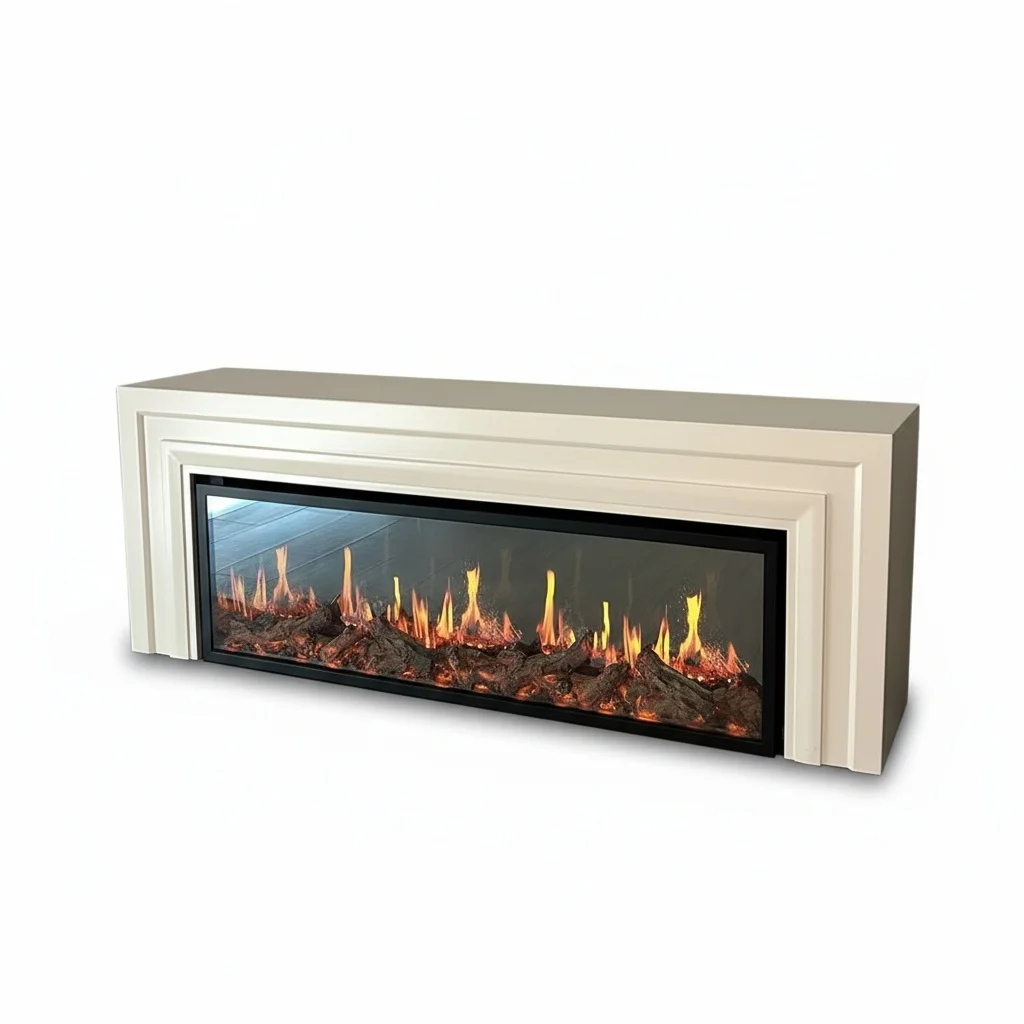 

Embedded Electric Fireplace, Metal French Style Decorative Cabinet, Holographic Shadow Flame Heater, for Villa Living Room
