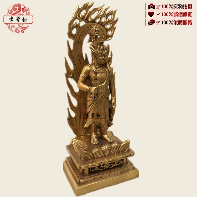 Pure Copper Buddha Statue, Tantric Immortal King, 30cm Immortal Bodhisattva Decoration, Genuine Chicken Guardian God