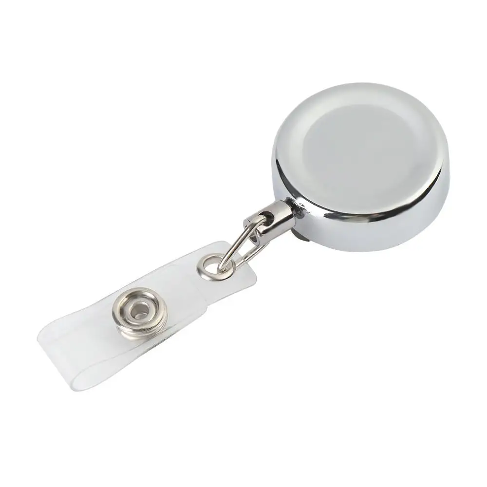 1pc Office Supplies Metal Anti-Lost Clip ID Name Card Badge Holder Lanyards Retractable Key Ring