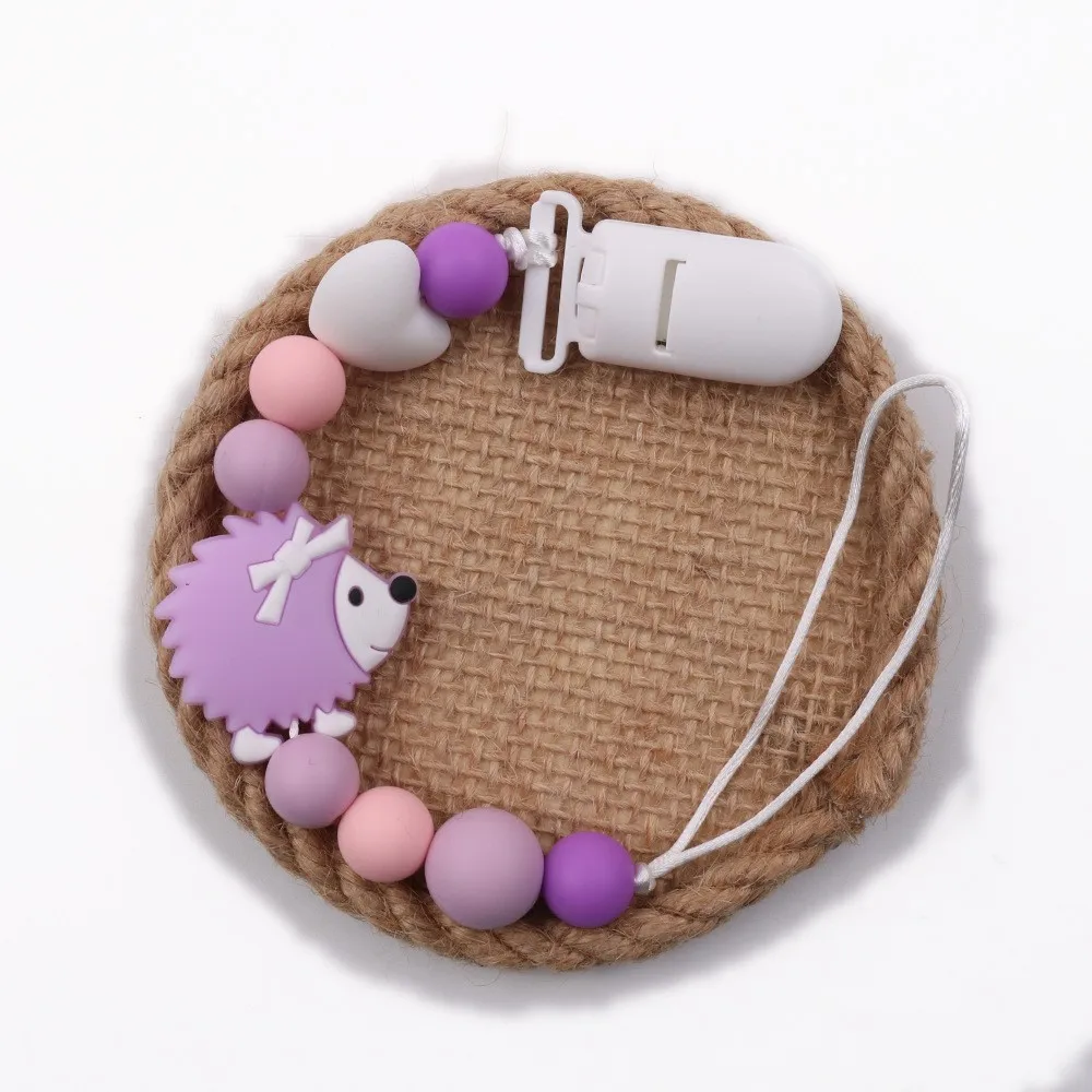 Baby Pacifier Clip Chain Hedgehog Silicone Pendant Teether Beads Holder For Infant Nipple Baby Teeth