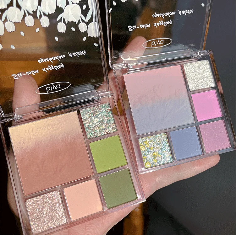 6 farbe Gradienten Gesicht Erröten Schimmer Matte Glitter Lidschatten Palette Natürliche Lang Anhaltende Metallic Pigmentierte Make-Up-Palette