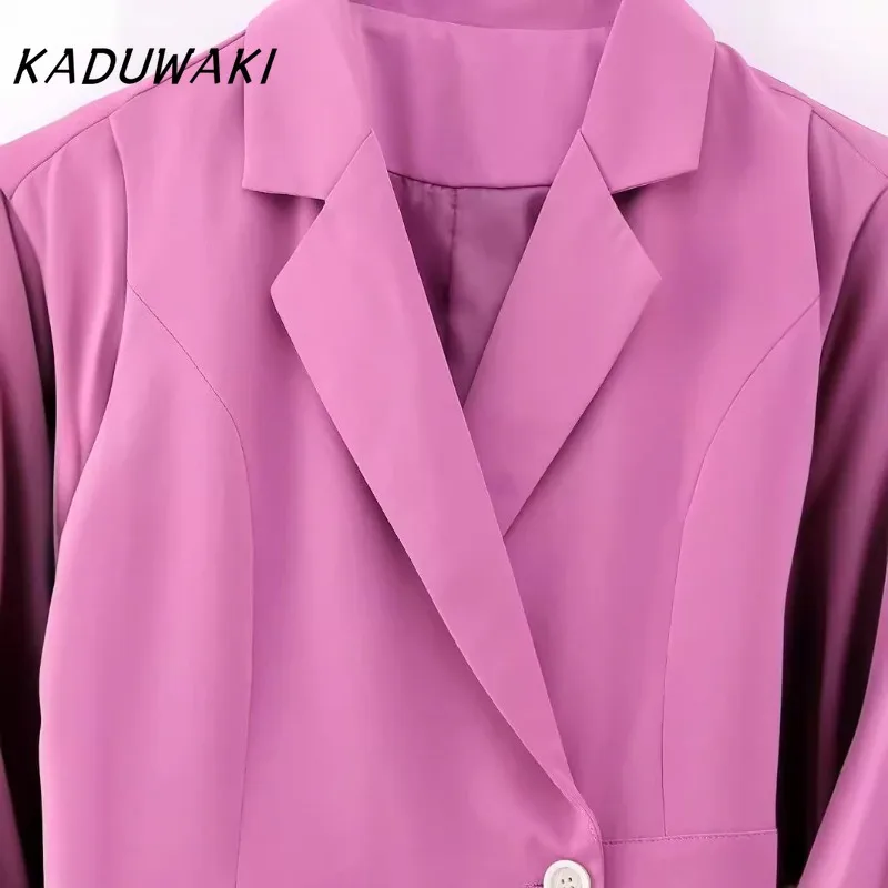 KADUWAKI Spring/Summer Elegant Women's Versatile European and American Style Western Pressure Pleated Suit Dresses Office Robe