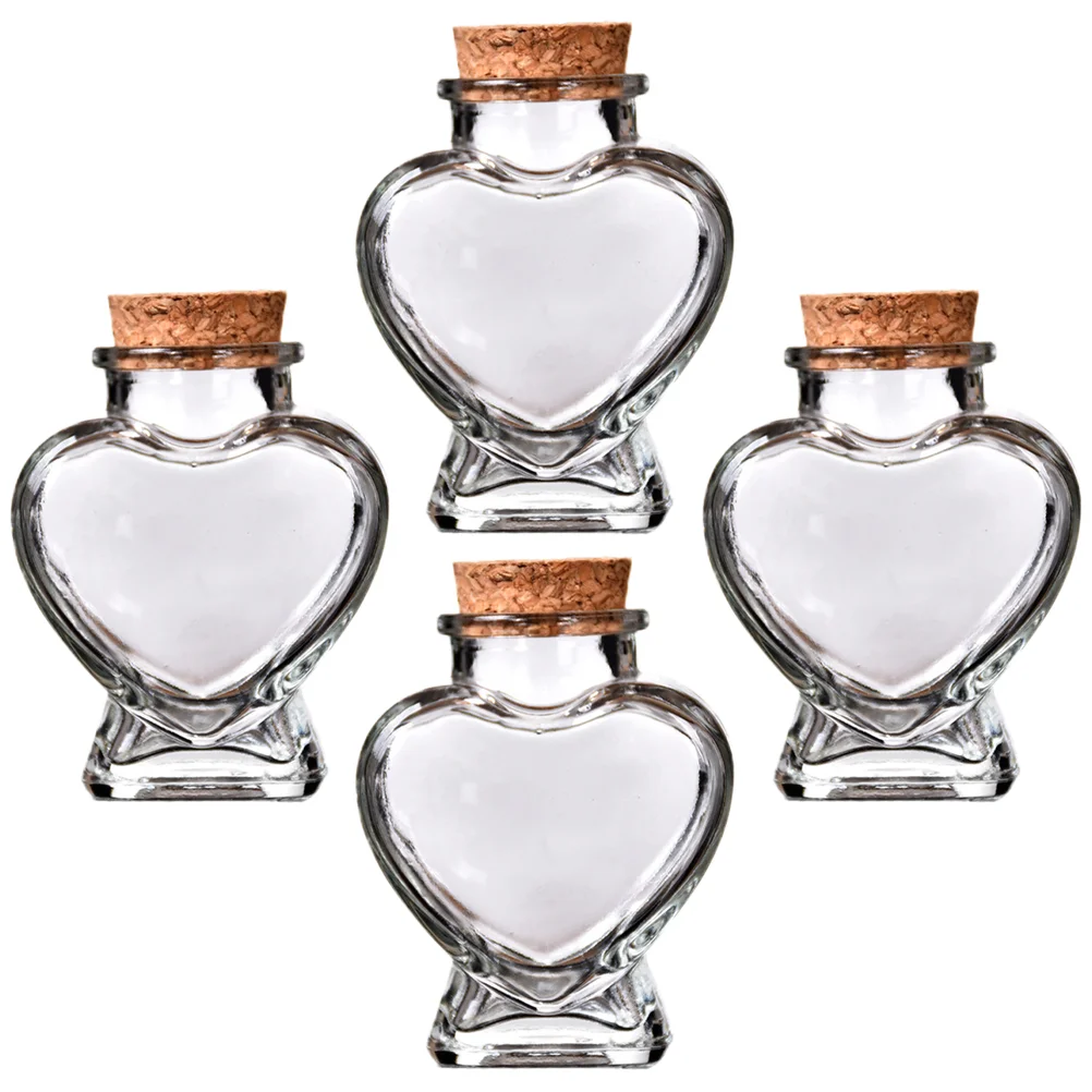 4 Pcs Creative Bottle Empty Wishing Bottles DIY Drift Heart Shaped Gift Heart-Shaped Glass