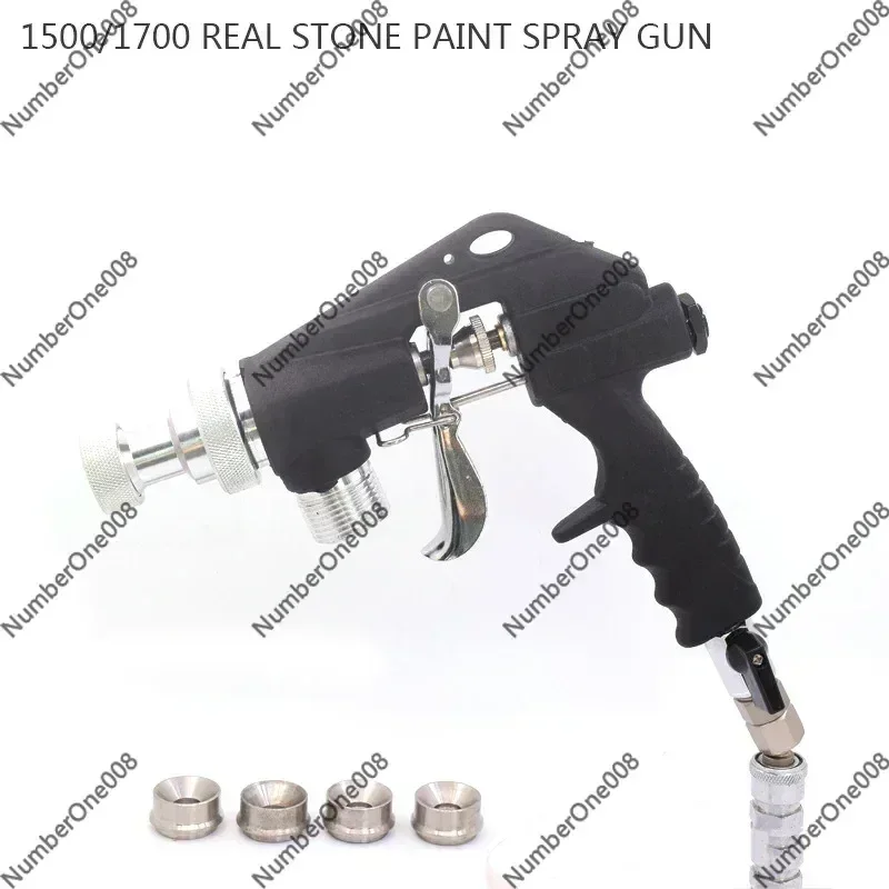 Pneumatic Real Stone Paint Spray Gun, High Atomization Nozzle Putty Gun for Cement Mortar Sandblasting, Hopper Sprayer
